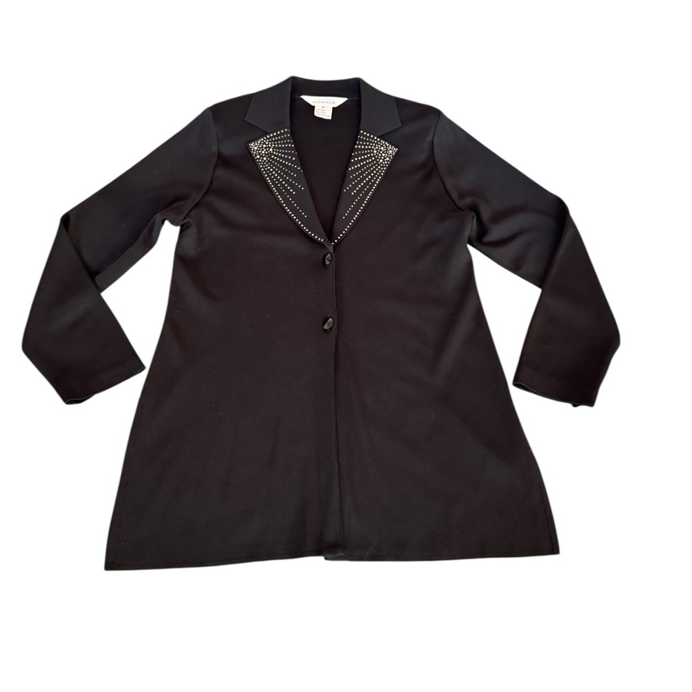 Exclusively Misook Women’s Black Rhinestones Embellished Cardigan Size Medium‎